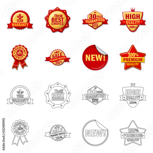 Vector illustration of emblem and badge icon. Collection of emblem and sticker stock vector illustration.