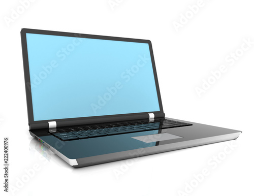 3D laptop computer isolated on white