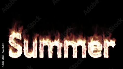 Animated burning or engulf in flames text dummer. Black background, fire has transparency and isolated and easy to loop, mask included. photo