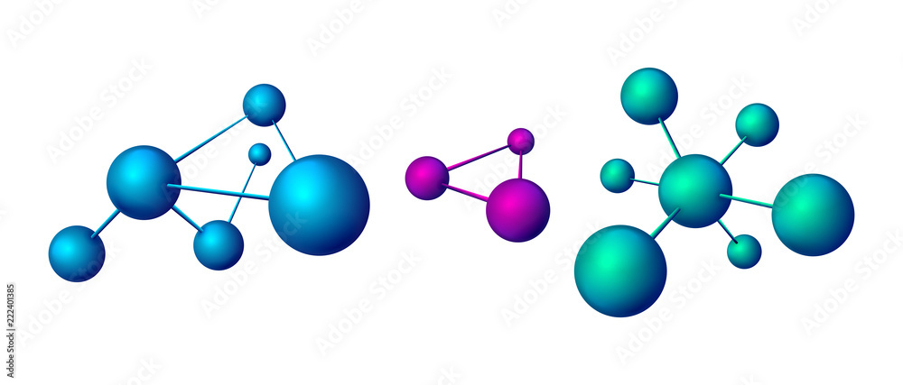 Molecule and molecular structure. Isolated atoms vector illustration.
