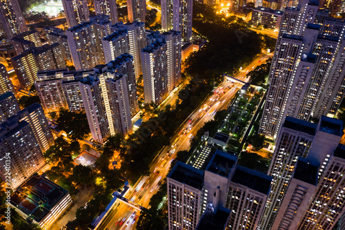Hong Kong residential district at night