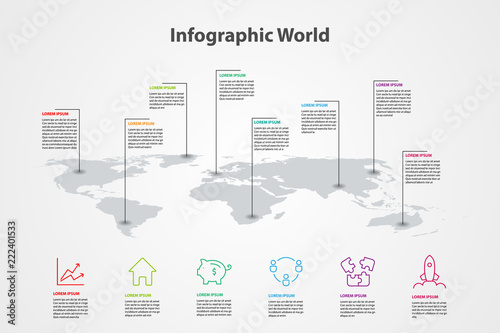 Fototapeta Naklejka Na Ścianę i Meble -  world map element  infographic , infochart business information icon