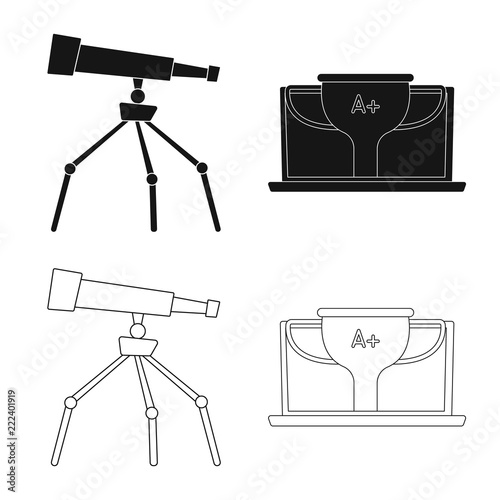 Vector illustration of education and learning sign. Set of education and school stock symbol for web.