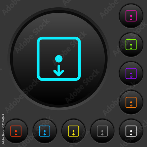 Move object down dark push buttons with color icons