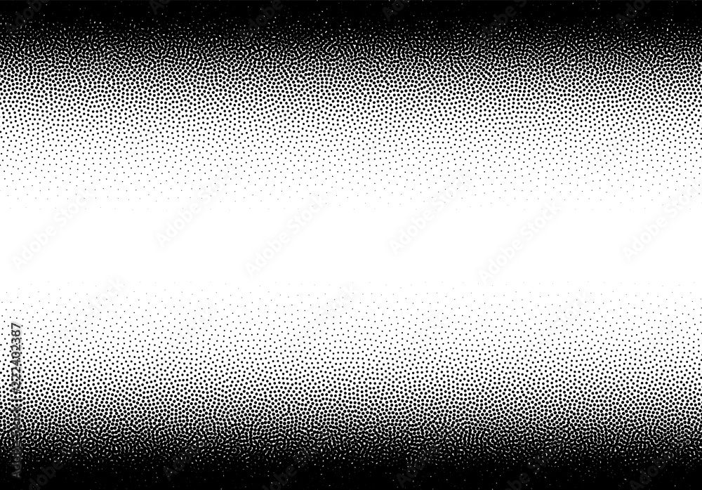 Dotwork gradient background, black and white scattered stipple dots - obrazy, fototapety, plakaty 