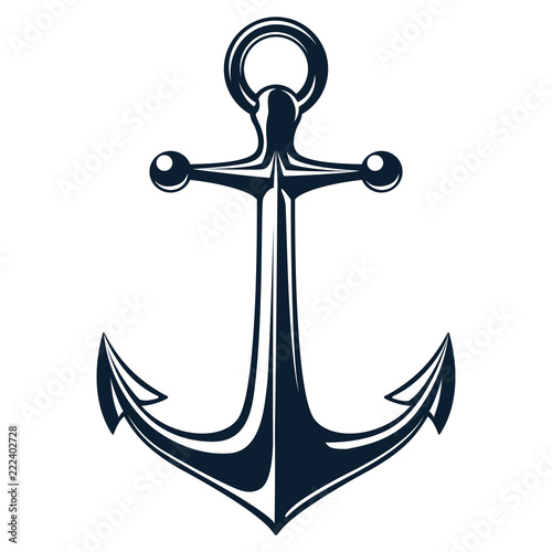 Vector illustration, monochrome sea anchor icon isolated on white background Fototapete