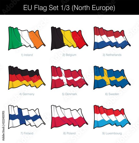 European Union Waving Flag Set - North Europe