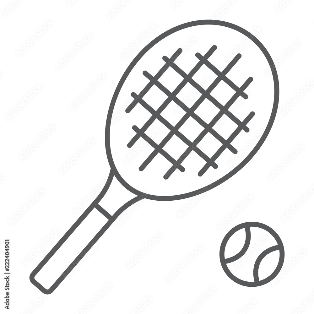 Tennis thin line icon, game and sport, racket sign, vector graphics, a linear pattern on a white background, eps 10. Tennis thin line icon, game and sport, racket sign, vector graphics, a linear pattern on a white background, eps 10.