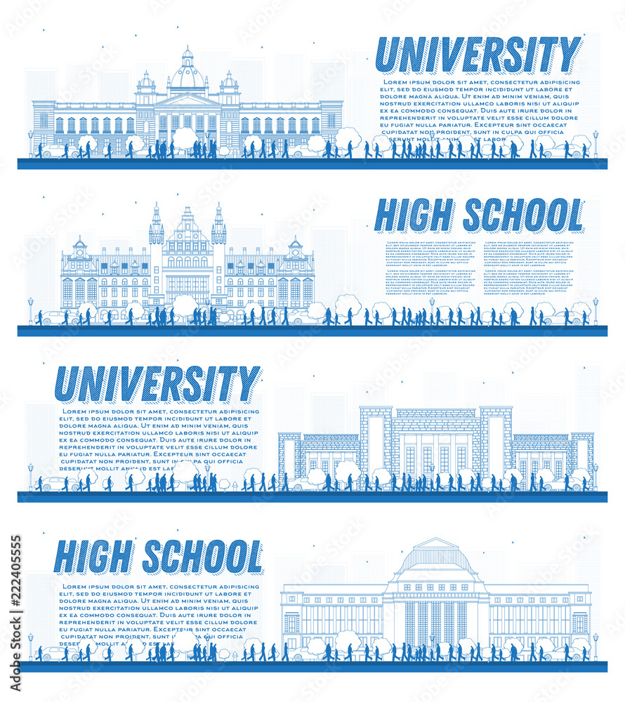 Outline Set of University Campus Study Banners.