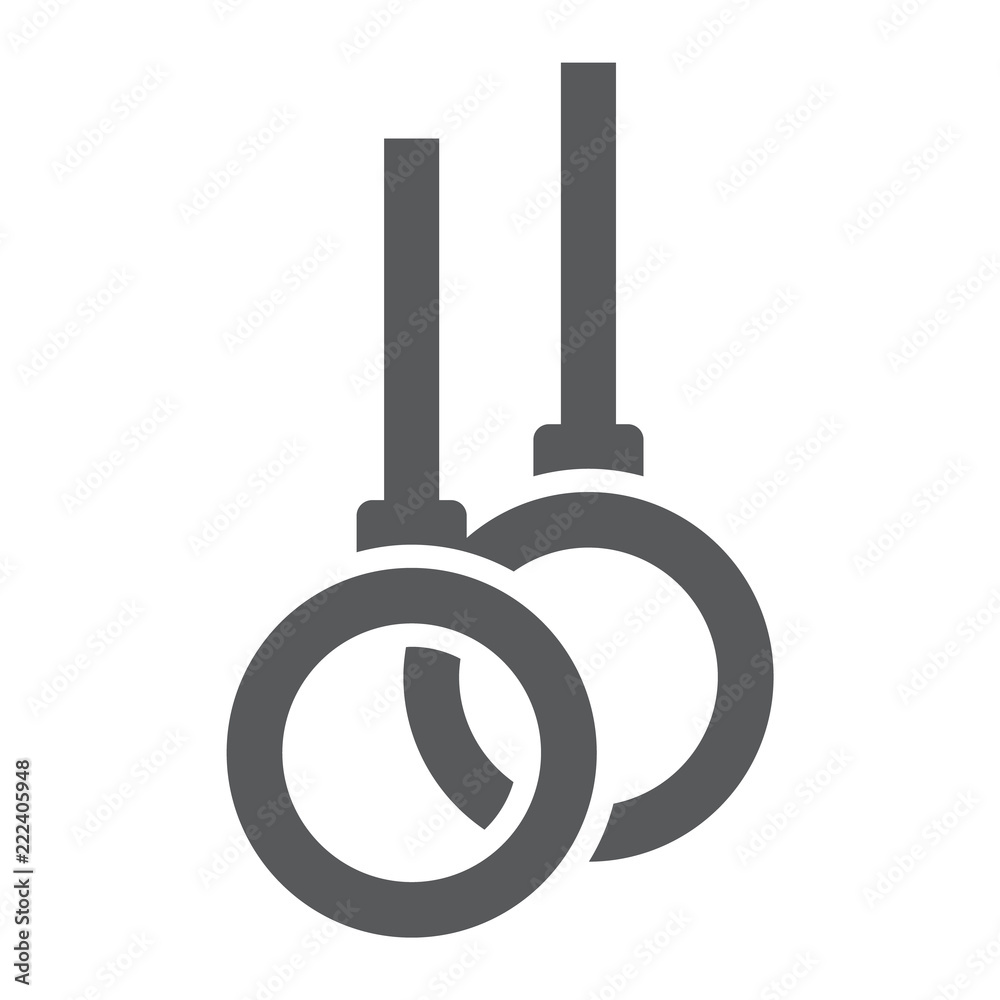Gymnastic rings glyph icon, athletics and sport, sport rings sign, vector graphics, a solid pattern on a white background, eps 10.
