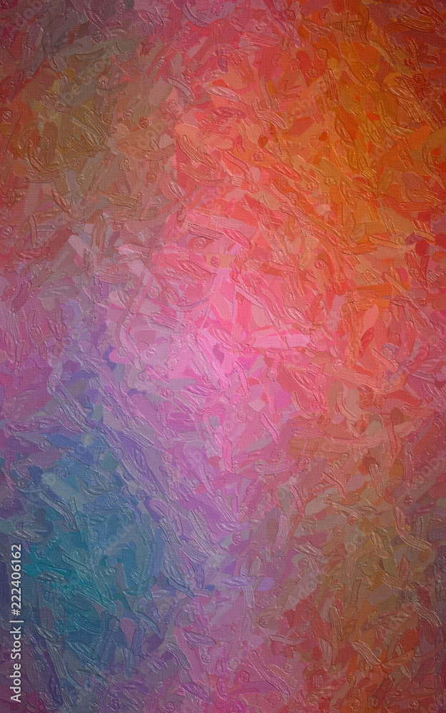 Abstract illustration of Vertical brown blue pink and red Impasto with large brush background, digitally generated.