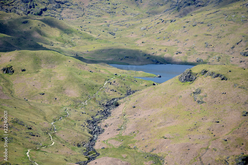 Easedale Tarn seen from Helm Crag, Lake District photo