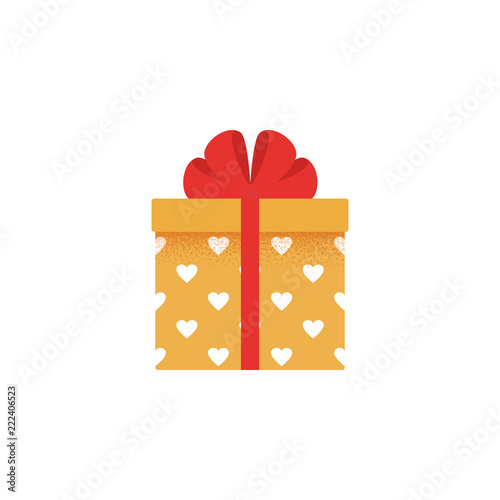 Gift box icon. Vector. Present in flat design. Christmas winter symbol isolated on white background. Cartoon colorful illustration.