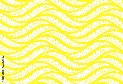 The geometric pattern with wavy lines. Seamless vector background. White and yellow texture. Simple lattice graphic design