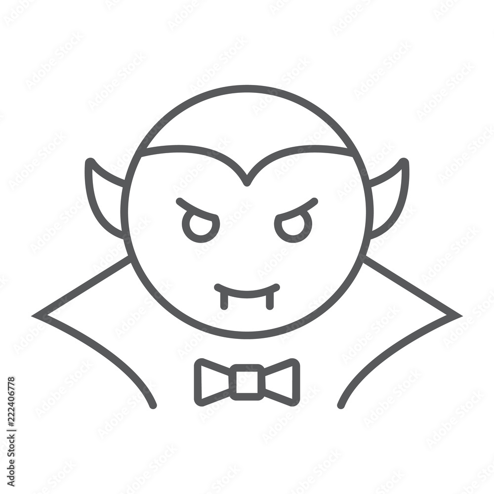 Dracula vampire thin line icon, bat and halloween, creature sign, vector graphics, a linear pattern Dracula vampire thin line icon, bat and halloween, creature sign, vector graphics, a linear pattern