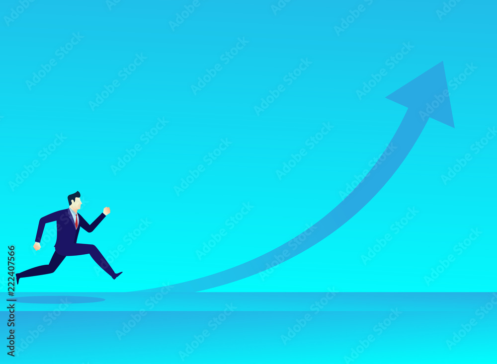 Business man concept leader run with arrow to success goal Business man concept leader run with arrow to success goal