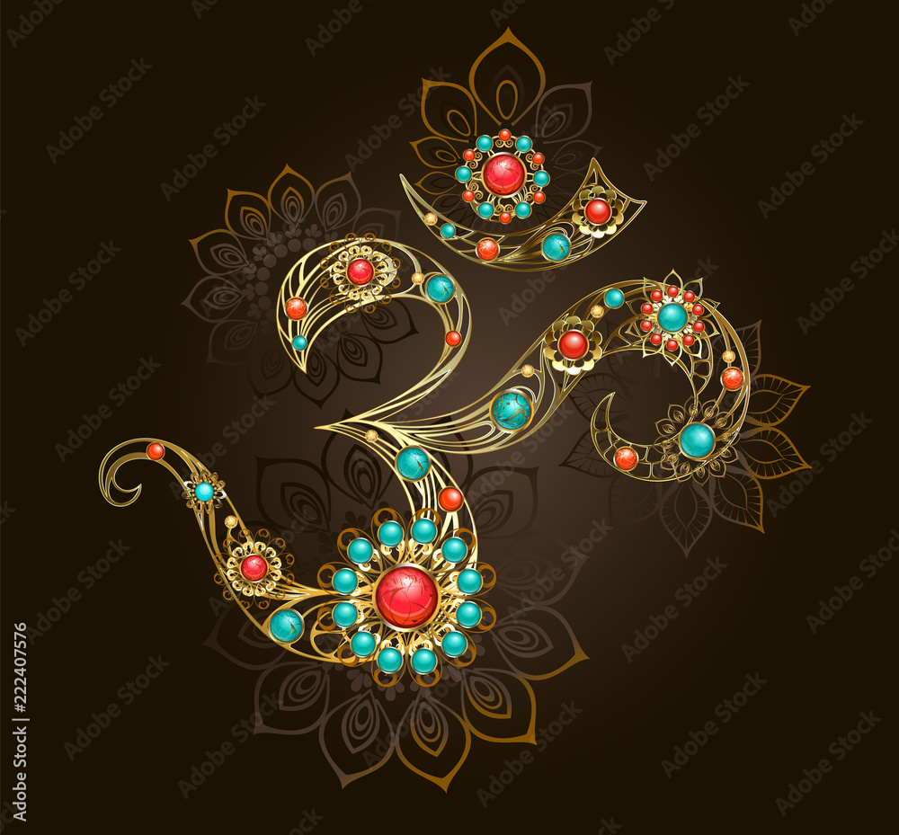 Symbol of Om with turquoise Symbol of Om with turquoise