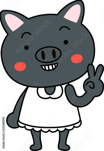 Pig child's emotional expression