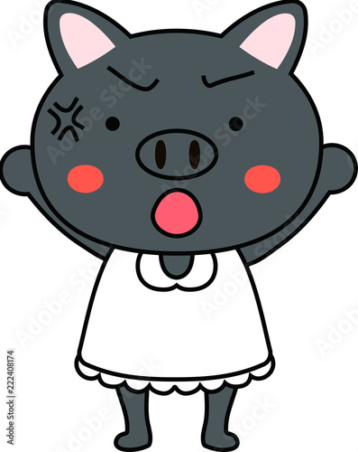 Pig child's emotional expression