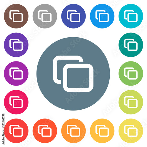 Tabs flat white icons on round color backgrounds