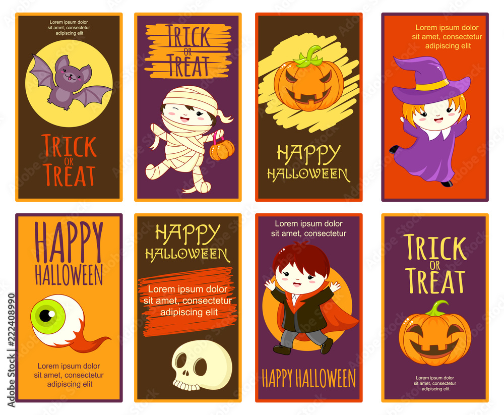 Collection of vector Halloween cards