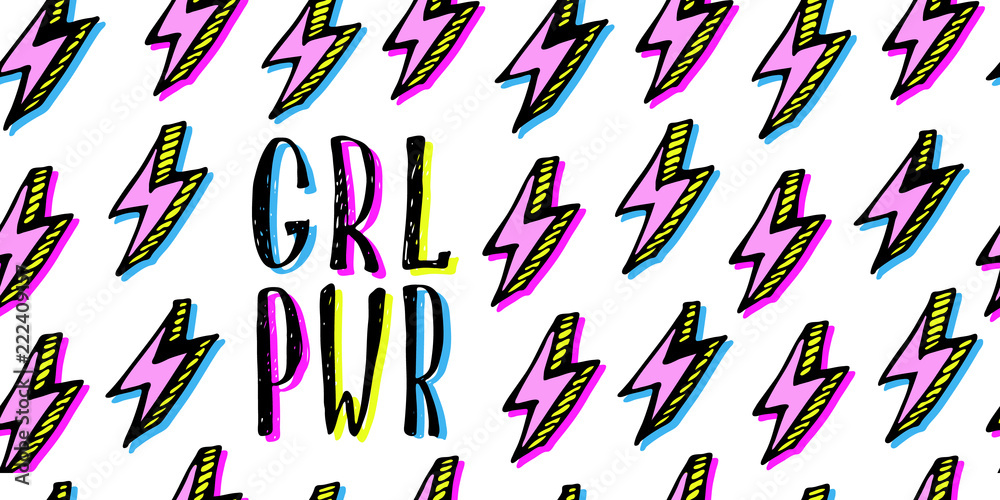 Girl power quotes and illustrations in pop-art style