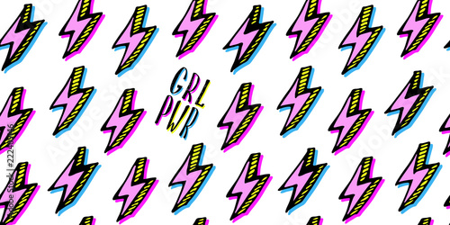 Girl power quotes and illustrations in pop-art style