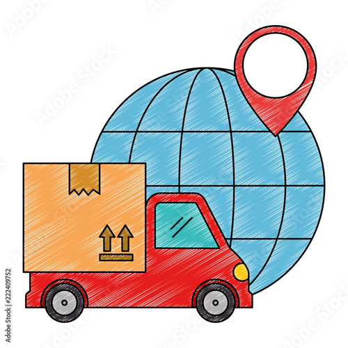sphere planet with truck