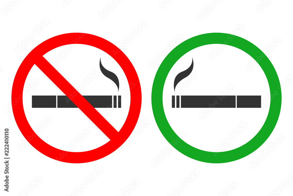 NO SMOKING sign. SMOKING AREA label. Vector. NO SMOKING sign. SMOKING AREA label. Vector.