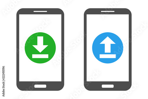 Free Download Smartphones with backup and restore buttons on screen. Vector. - GFXLoad