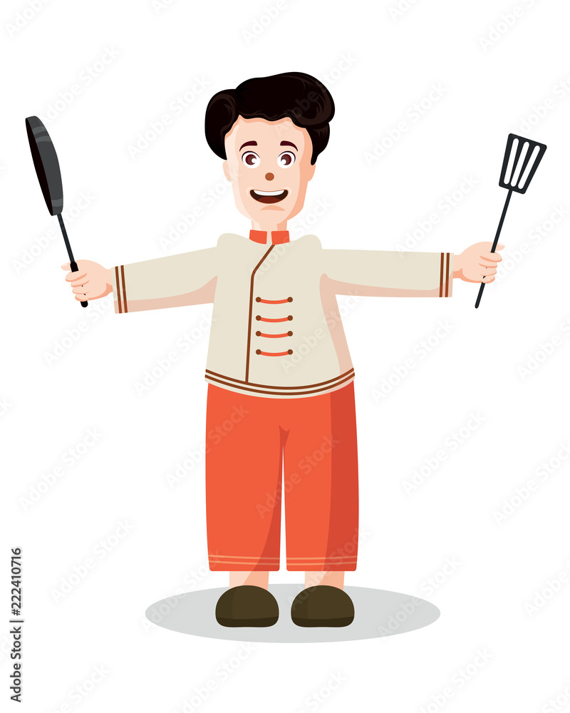 Cute smiling chef boy cartoon - Vector illustration Cute smiling chef boy cartoon - Vector illustration