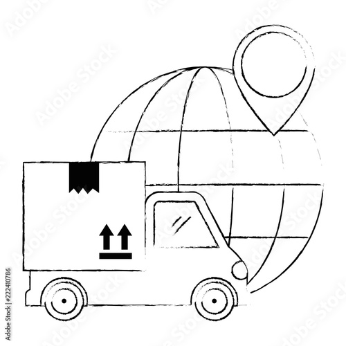 sphere planet with truck