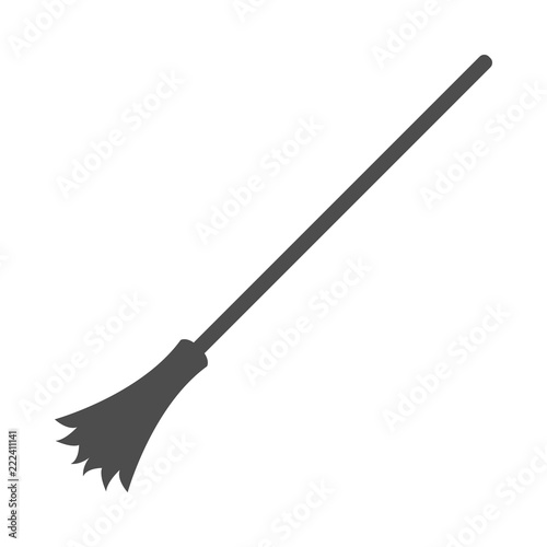 Silhouette of witch broomstick. Vector.