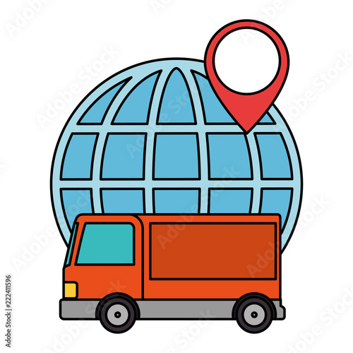 sphere planet with truck