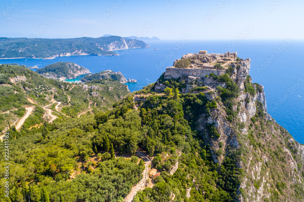 Old ruins of Angelokastro fortress, Corfu island, Greece