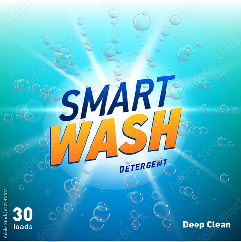 detergent advertising concept design for product packaging in blue color