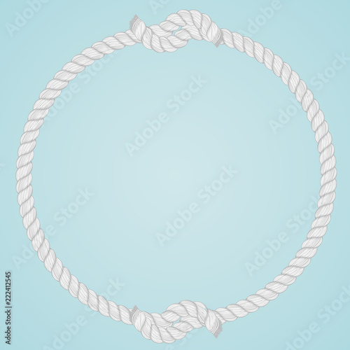 vector round frame of white nautical rope interlocking ends photo