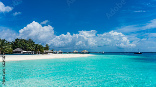 Nice tropical Island with blue lagoon, Maldives.
