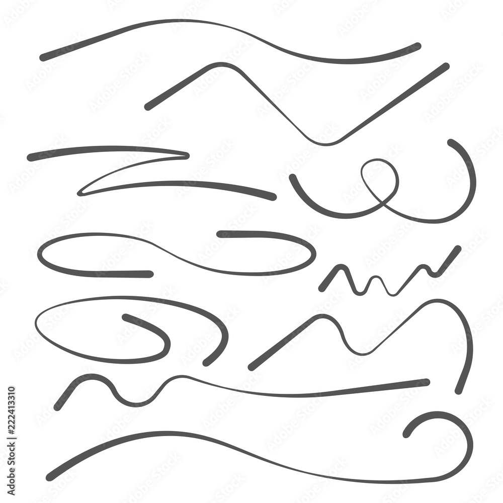 Vecteur Stock Vector set of hand drawn underline. Felt tip brush line