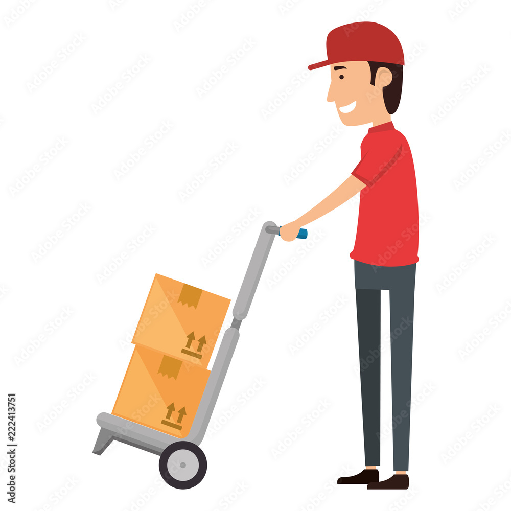 delivery worker with cart