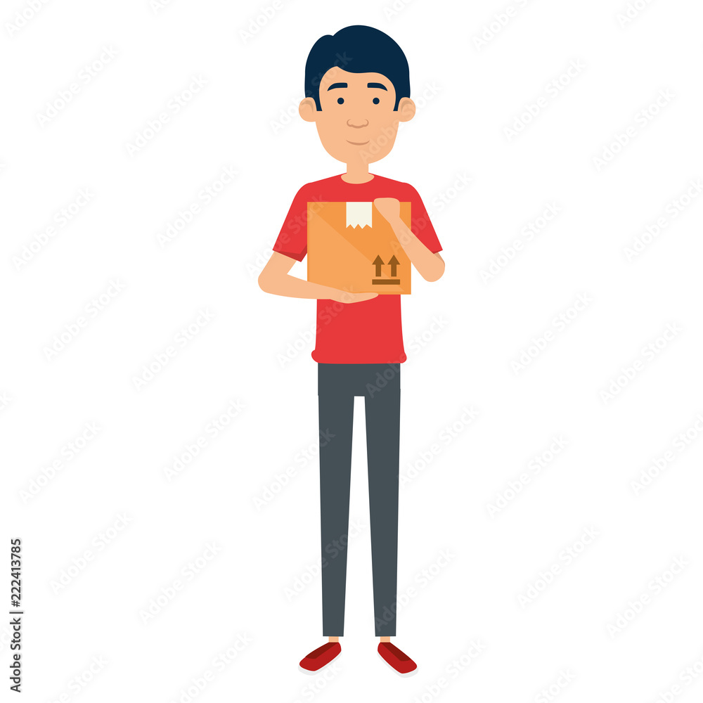 delivery worker lifting box character