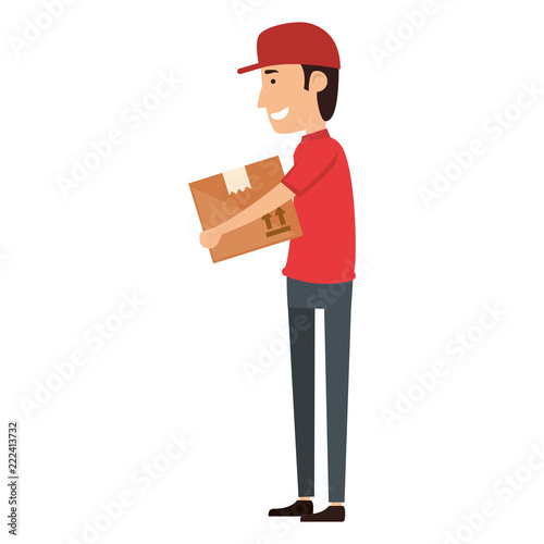 delivery worker lifting box character