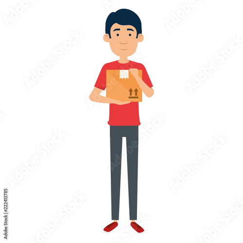 delivery worker lifting box character