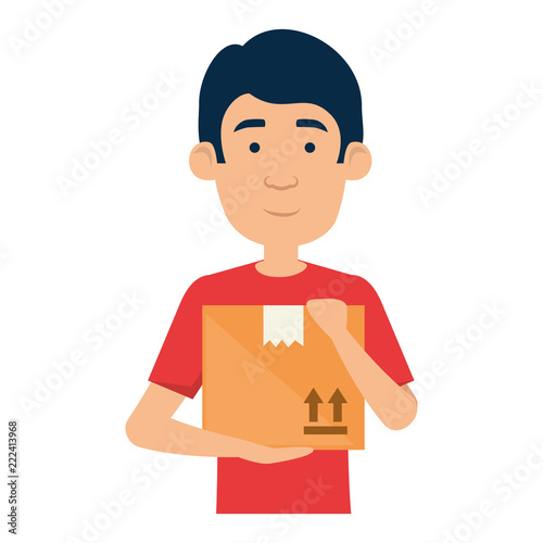 delivery worker lifting box character