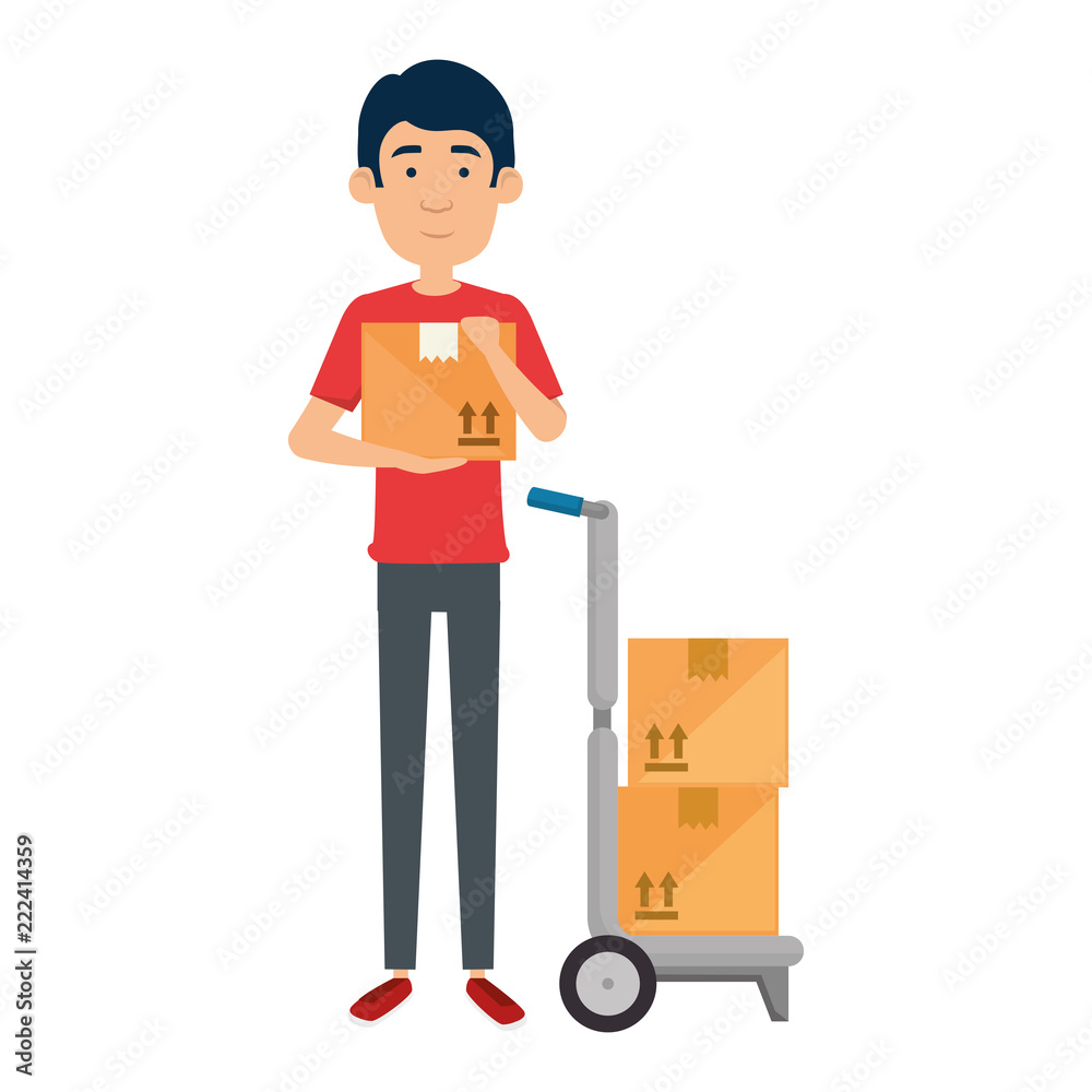 delivery worker with cart delivery worker with cart