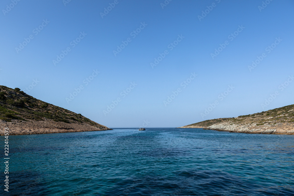 View from the sailing boat on the island of Peloponnese, Greece