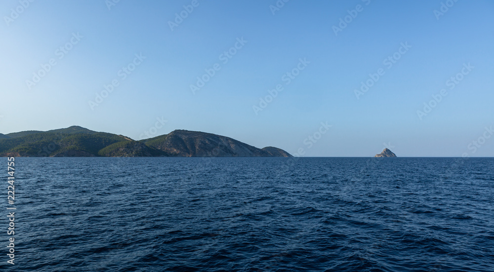 View from the sailing boat on the island of Peloponnese, Greece View from the sailing boat on the island of Peloponnese, Greece