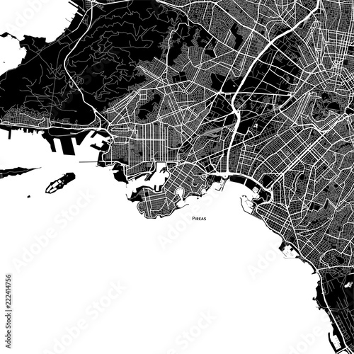 Принти на полотні Area map of Pireas, Greece