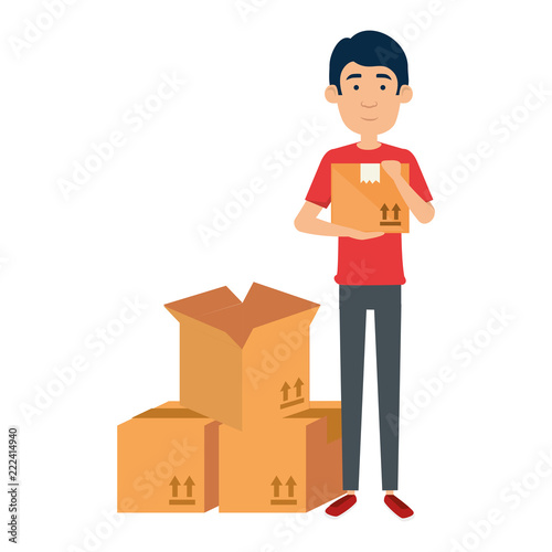 delivery worker with boxes