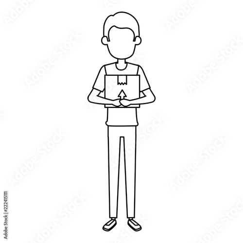 delivery worker lifting box character
